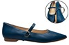 Pointed nose ballerina with strap -blue leather view 6