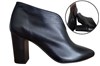 Ankle-high V-cut boots with block heel - black leather view 6