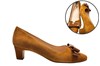 Cognac brown suede pumps with bow view 6