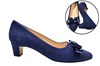 Blue suede pumps with bow view 6