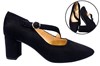 Contemporary pumps with diagonal strap - black suede view 6