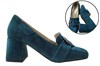 Loafer with block heel - petrol green suede view 6