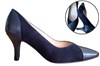 Elegant pump with leather and suede combination -blue view 6