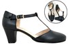 Black leather T-strap shoes view 6