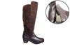 Brown leather high heeld boots view 6