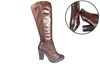 Pointed elastic leather boots - Brown view 6