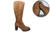 Block Heel Long Boots with Profile Sole - brown view 6