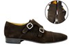 Men's shoes with double buckle - brown suede view 6