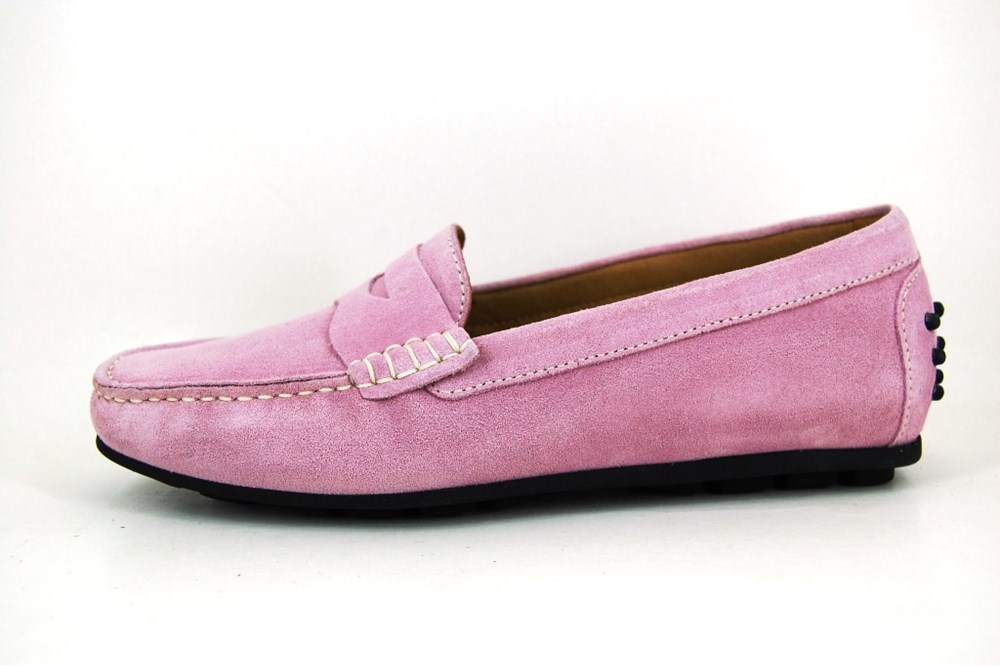 Mocassins Penny Loafers Pink Suede Large Size Loafers Stravers Shoes 4348