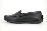 Stravers black leather loafers ladies in large sizes