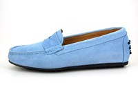 Italian Mocassins Loafers Women - Light blue suede in large sizes