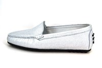 Italian moccasins - silver in large sizes