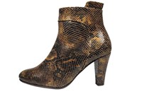 Ankle boots with style - brown leather python print in small sizes