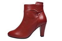 Ankle boots with style - red leather in small sizes