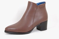 Brown Pointy Ankle Boots Block Heels in small sizes
