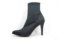 Black Stretch Boots Short with High Heels in small sizes