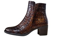 Unique croco-look ankle boots - brown/black in small sizes