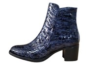 Unique croco-look ankle boots - blue/black in large sizes