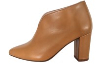 Ankle-high pump with block heel - brown leather in small sizes