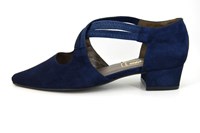 Cross strap shoes low heel - blue in large sizes