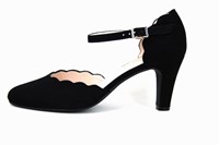 Luxury strap pumps - black suede in small sizes