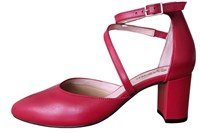 Stylish pumps -red leather in large sizes