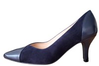 Elegant pump with leather and suede combination -blue