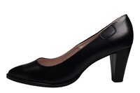 Pump with elegant block heel - black leather in large sizes