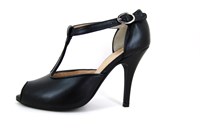 Peeptoe Pumps with Heels and Straps - black in small sizes