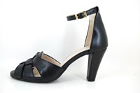Heeled Peep Toe Pumps with Ankle Strap - black in small sizes