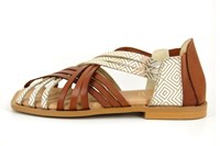 Square Tose Roman Sandals Flat - brown platina in large sizes