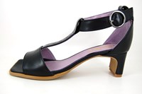 Peeptoe Sandals with Ankle Strap and Heels - black in small sizes
