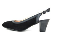 Black mid heel slingback pumps in large sizes