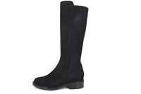 Comfortable Flat Heeled Long Boots - black suede in small sizes