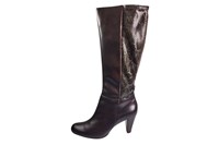 Brown leather high heeld boots in large sizes