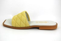 Flat Slippers Captioned Strap - yellow in large sizes