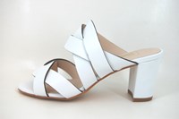 Exclusive Mule Sandals with Heels - white leather in large sizes