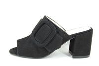 Slippers with buckle heels - black in large sizes