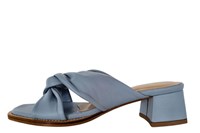 Slipper sandal with blockheel - blue in large sizes