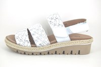 Luxury Leather Raffia Look Sandals - white silver in large sizes