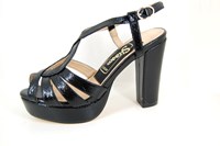 High Heeled Platform Sandals - black in small sizes
