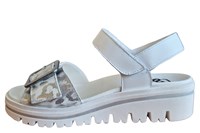Sandals jadjustable straps -silver/white leather in small sizes
