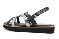 Stravers ladies sandals - black silver in large sizes