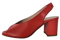 Peeptoe Slingback with blockheel -red leather in small sizes