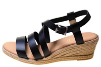 Espadrilles sandals with Wedge Heels and cross straps - black in small sizes