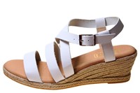 Espadrilles sandals wedge heeled and leather straps - white in large sizes