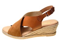 Espadrilles duostrap leather and suede - brown in large sizes