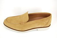 Loafers with White Sole - brown suede in large sizes