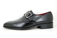 Black leather Loafers with Buckle in large sizes