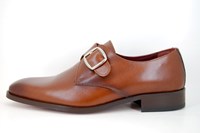 Brown Buckle Shoes with Leather Sole